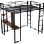 Lit mezzanine en métal avec bureau et 2 tablettes, noir - lit double, sécuritaire, lit peu encombrant, noir, tablette stable, solution-1353499183