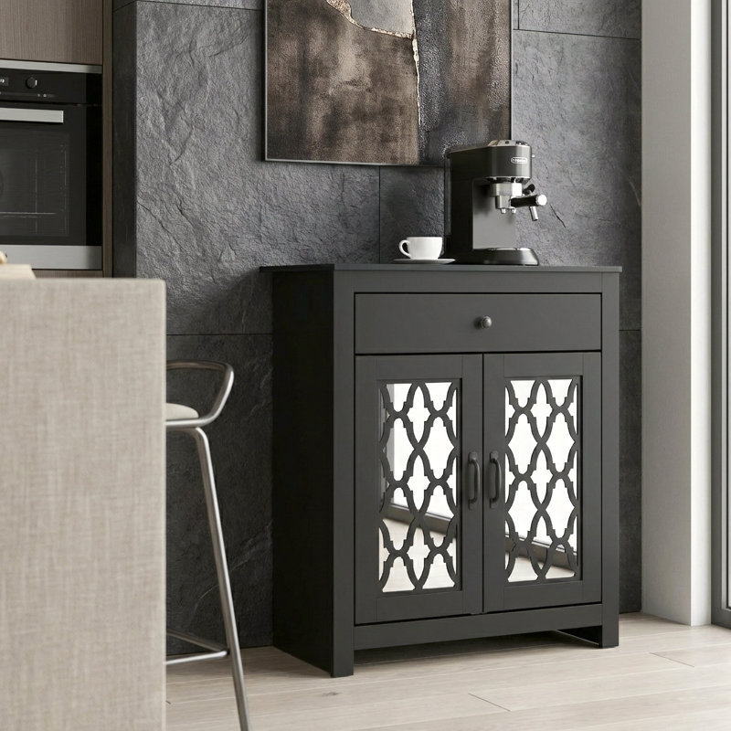 Armoire d'appoint 2 portes l 35,4 po avec tiroir et tablettes réglables Blaire, Noir