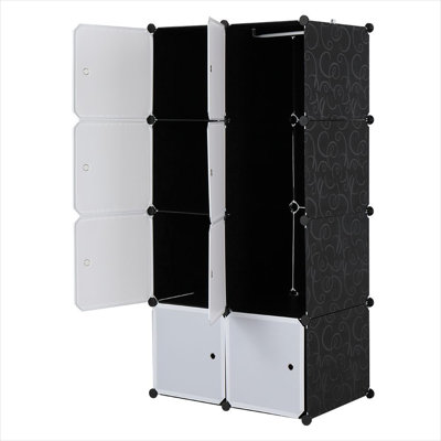 White Cabinet, 17.7 x 27.6 x 56.7 in, featuring Storage with Eight Compartments, Closet, Metal Frame
