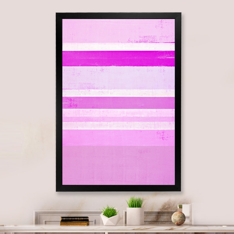 Art abstrait rose sur toile II - œuvre d'art moderne et contemporaine sur toile, Cadre photo noir, H 32 po x l 16 po x P 1 po