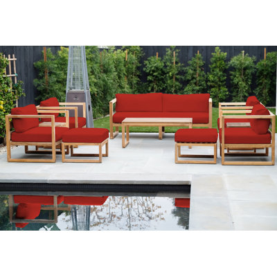 Venice Teak 8 Piece Deep Seating Group With Coffee Table