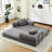 Grey Corduroy 78.5" Fold Out Couch, 3 - Seater Convertible Bed With Foam Spring Floor Mattress, 2 Pillows Pillows, For Living Room-1417829126