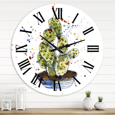 Cactus Houseplant - Horloge murale traditionnelle