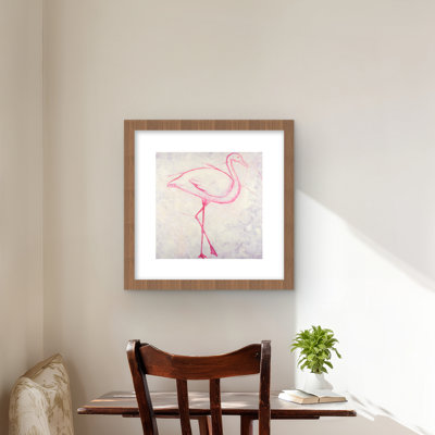 Flamingo Sketch - Exotic Framed Matted Print for Decor