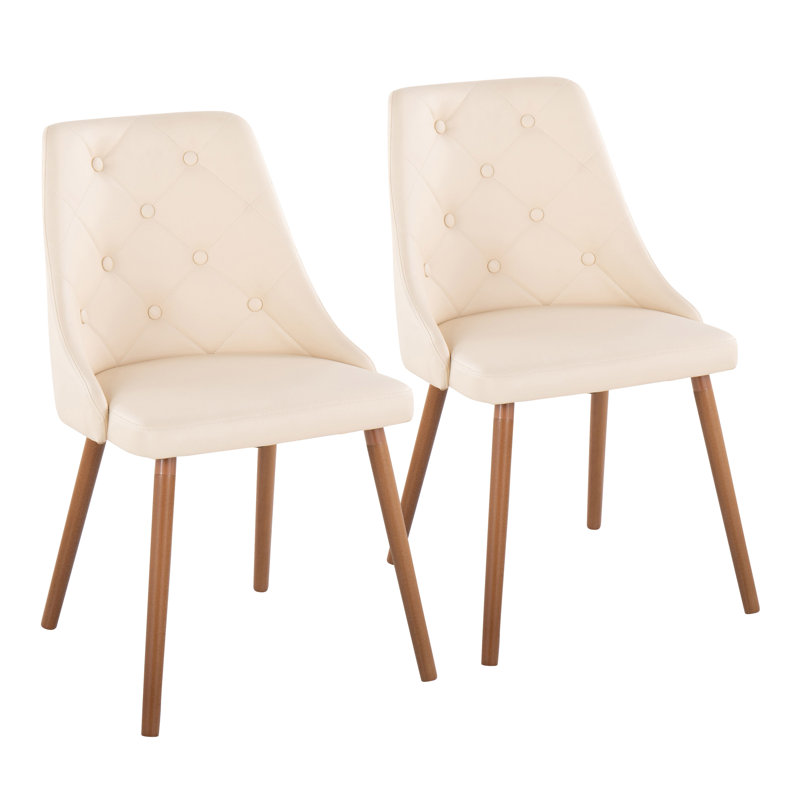 Chaises d'appoint rembourrées en similicuir Paco avec pieds fuselés en bois, Noyer