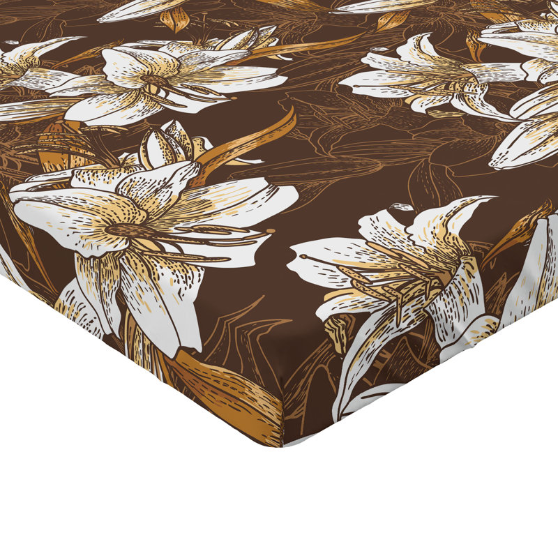Ambesonne Nature Fitted Sheet Leaves Botanical Style Art, Maroon/Eggshell/Amber Floral, King Fitted Sheet