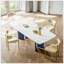 Table de salle à manger en acier inoxydable avec plaque de roche et cuir tissé - supporte jusqu'à 94,5 kg (excluant les chaises)