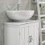 Armoire de salle de bain, meuble-lavabo piédestal avec tablette réglable, blanc