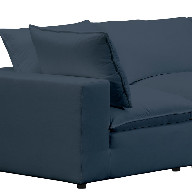 Canapé modulaire à accoudoirs carrés avec coussins réversibles 119,7 po Ellaria, Mélange de polyester bleu marine