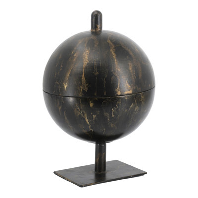 Plateau de sculpture orbe noir et or en fer