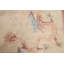 Tapis décoratif en laine de conception unique 8 pi 4 po x 9 pi 5 po noué à la main New Age en laine beige/bleu/rouge