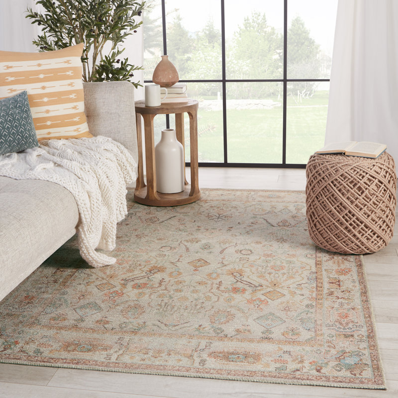 Machine Washable Elodie Oriental Blush/Blue Area Rug, Rectangle 10' x 14'