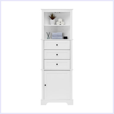 Modern Triangle Tall Cabinet with 3 Drawers and Adjustable Shelves