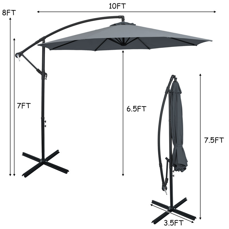 Parasol en porte-à-faux 120 po Rollinsville, Gris