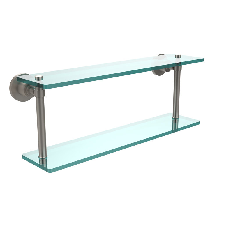 Arviso 2 Piece Tiered Shelf, 22", Satin Nickel