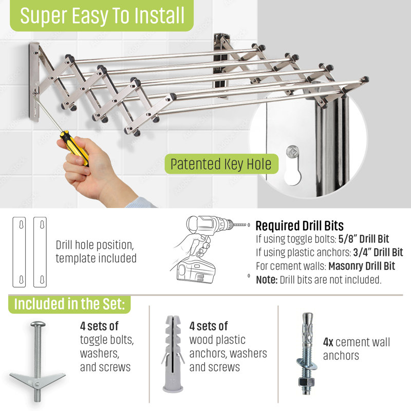 Stainless Steel Wall-Mounted Expandable Drying Rack
