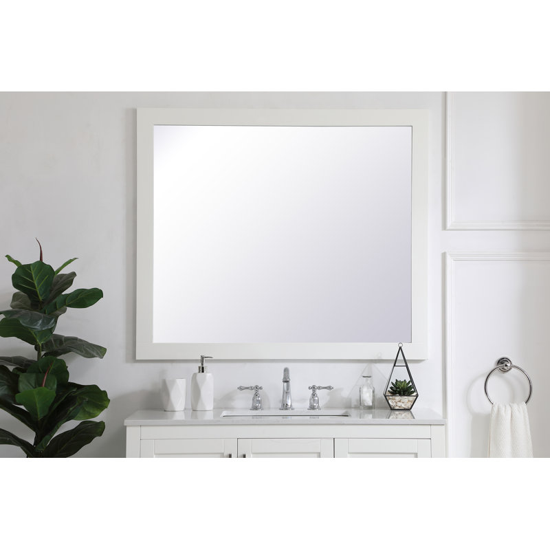 Metcalfe Solid And Engineered Wood Flat Wall Mirror, 36" x 42", White