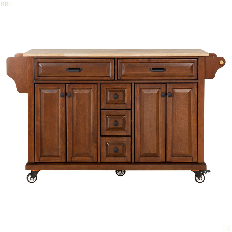 Makhel Wood Kitchen Island, Mahogany