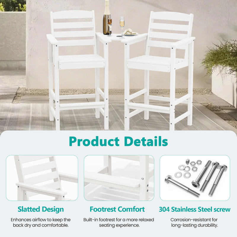 Chaise haute Adirondack Wolak, Blanc