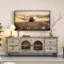 Meuble télé rustique avec rangement spacieux et portes en verre-403659886
