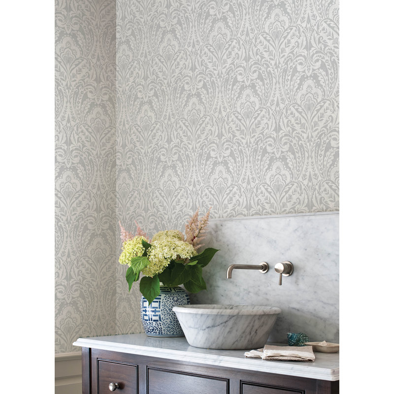 Berkshire Butter Damask Wallpaper, Gray