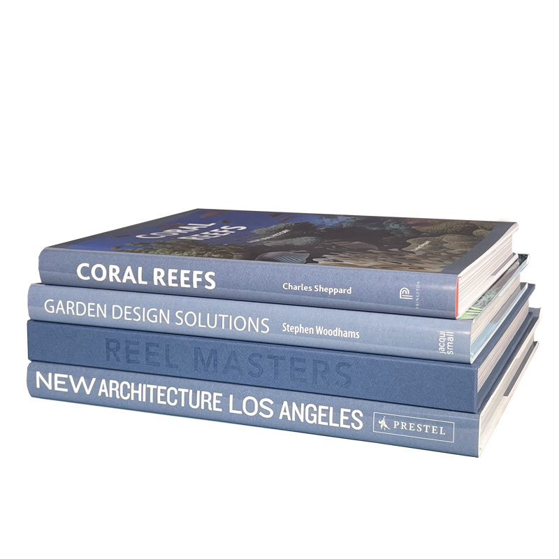 Livres décoratifs - pile de table basse Marlin - 4 livres bleus