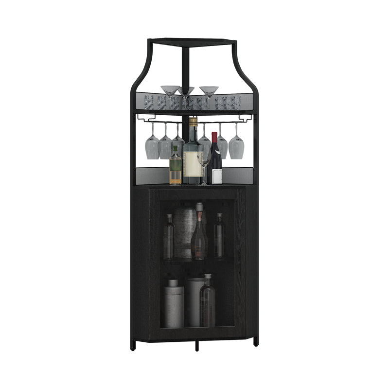 Wine Bottle & Glass Rack Black