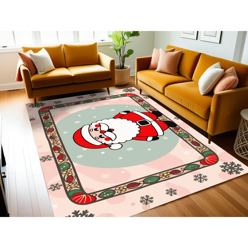Tapis de vacances d'hiver de Noël lavable The Holiday Aisle®, Rectangulaire 8 pi x 12 pi