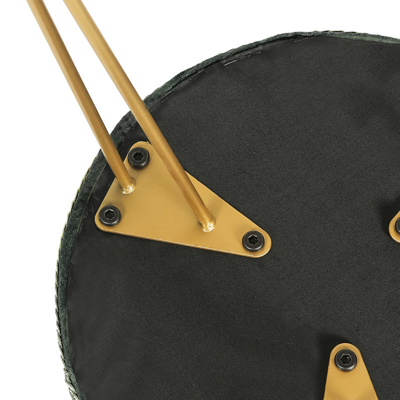 Velvet Round Footstool Ottoman, Grey Velvet