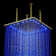 Fontana Gold Finish Square Multi-Color LED Rain Shower System with Ceiling Mount and Body Jets
