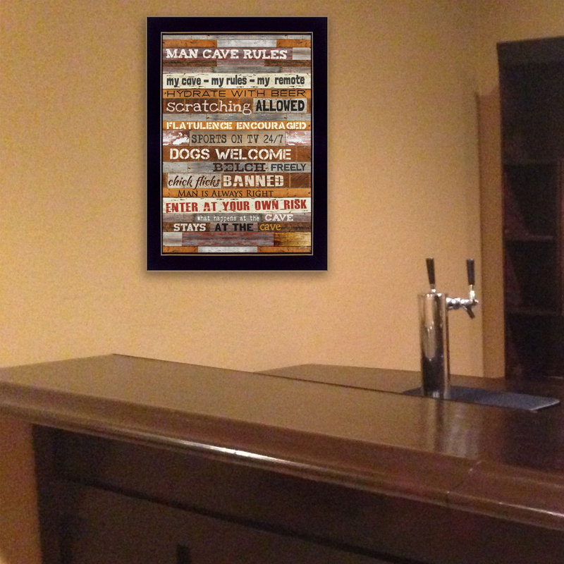 Man Cave Rules Framed Textual Art