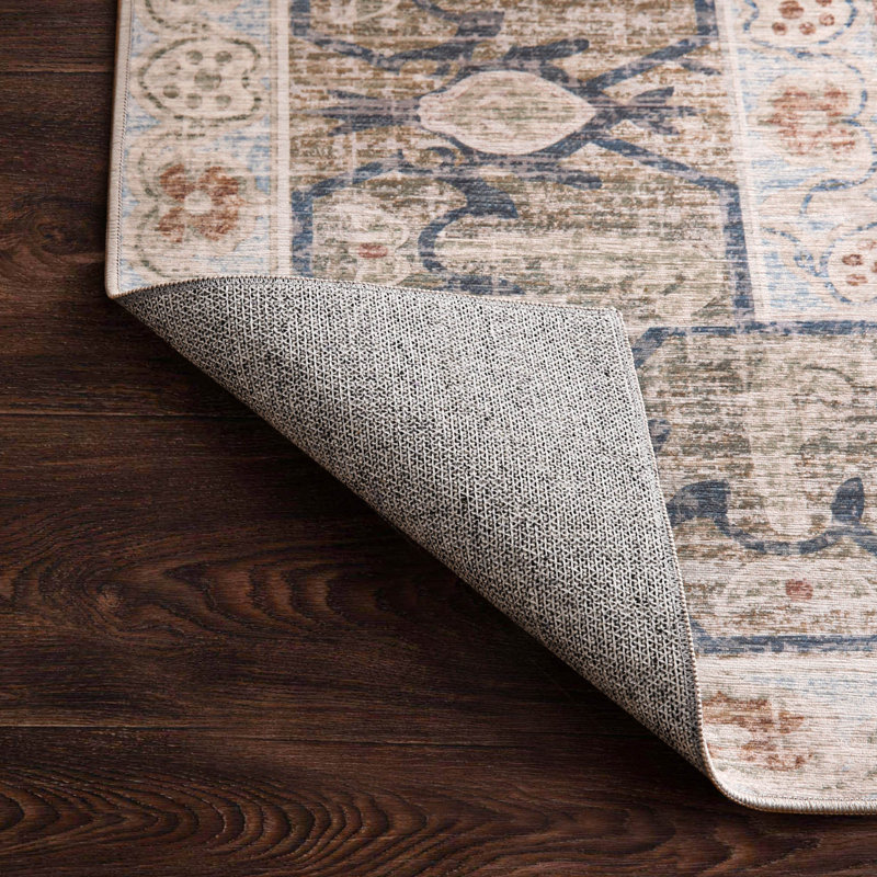 Tapis d'intérieur lavable vintage à poils courts Boho, Deyala, Rectangle 6 pi x 9 pi