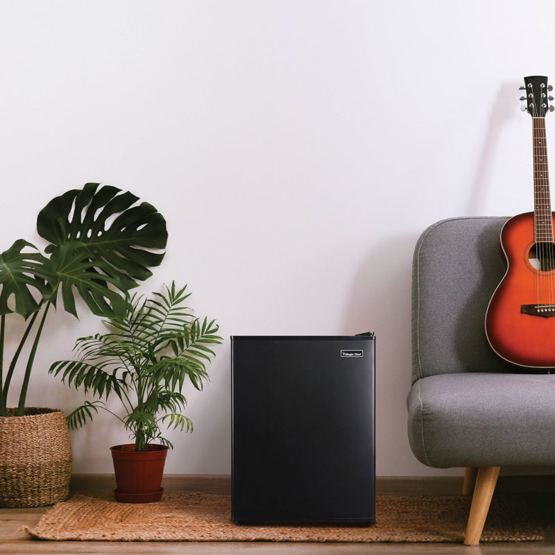 Compact Black Freestanding Smart Refrigerator with Reversible Door