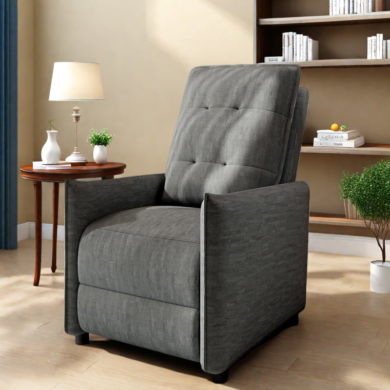 Fauteuils inclinables gris modernes avec cadre en métal durable pour le salon