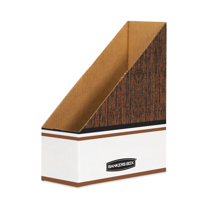 White and Wood Grain Corrugated Paper Magazine File