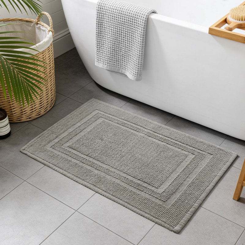 Tapis de bain 100% coton doux et antidérapant, lavable à la machine, Gris anthracite, Simple - L 32 po x l 20 po
