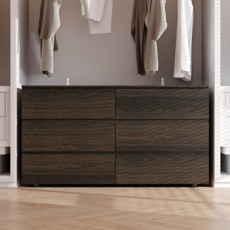 Minimalist 6 Drawer Closet Island, Dark Brown