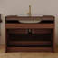 Meuble-lavabo flottant moderne avec plateau en pierre frittée et lavabo en céramique Modern-133039576