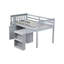 Lit mezzanine simple gris avec rangement et solidification solide - Bureau en bois d'hévéa-732764041