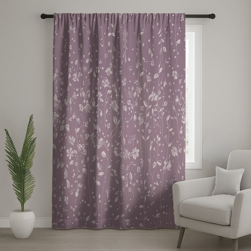 Rideaux à motif floral et voilages à motif floral - 1 panneau, Transparent, 50" x 80" - 1 Panel