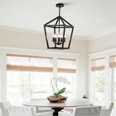 Luminaire de style lustre de style campagnard industriel à 5 lumières avec cage ouverte rustique et hauteur de suspension réglable, base E12 pour îlot de cuisine