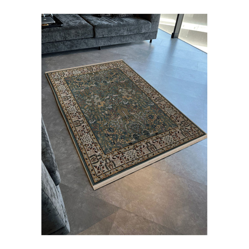 Tapis rond multicolore à motif géométrique rond lavable à la machine, Rectangle 3 pi 11 po x 5 pi 11 po