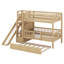 Lit superposé avec glissière, lit gigogne et escalier de rangement, structure en bois massif peu encombrante-450596013