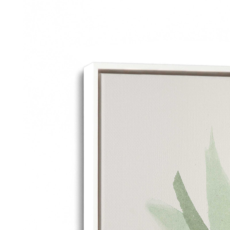 Ensemble de 4 «Earthy Greens in Bloom», H 19 po x l 52 po, Cadre flottant blanc opaque