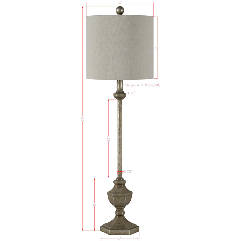 Lampe en étain brossé 33 po Thomasson