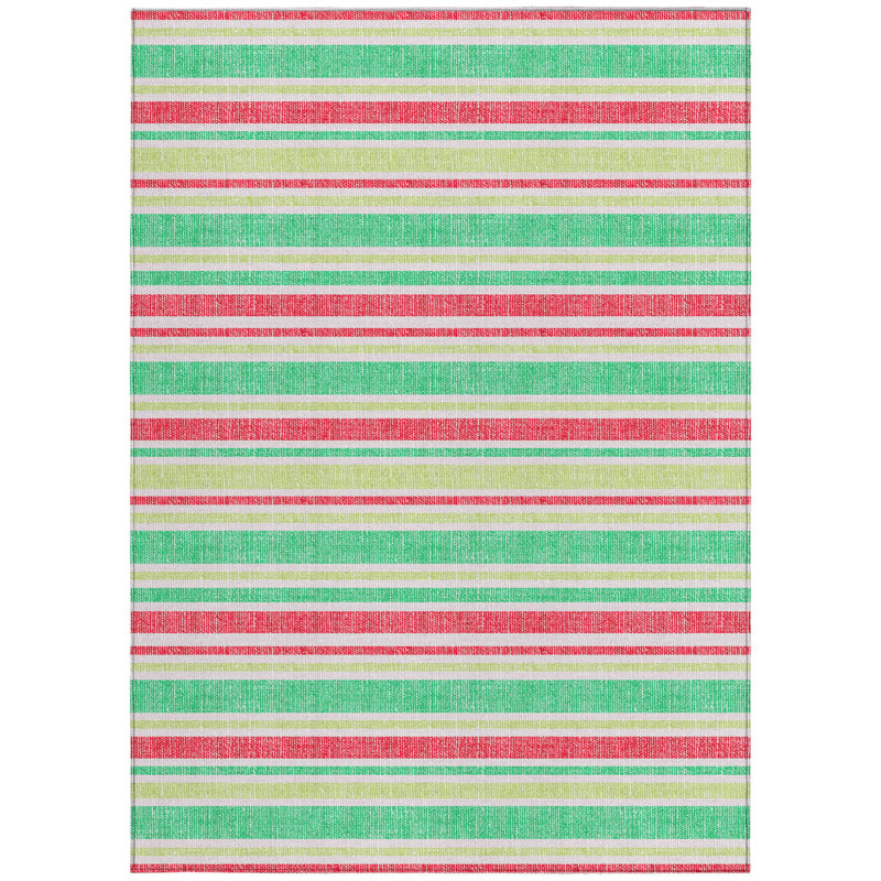 Tapis extérieur lavable antidérapant à rayures vertes 10 pi x 14 pi