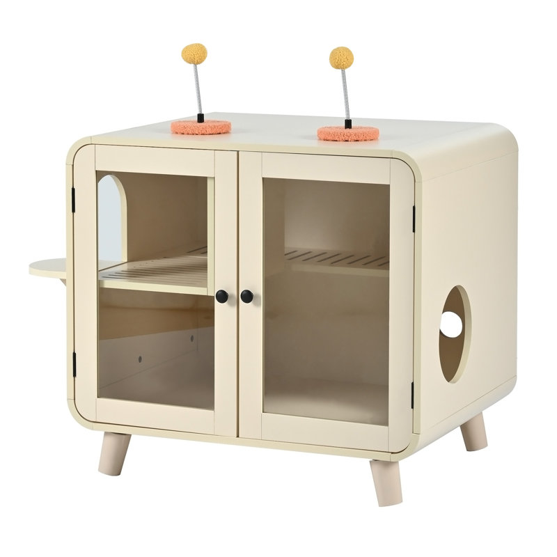 Enceinte de litière cachée pour chat avec lumière DEL RVB, Beige