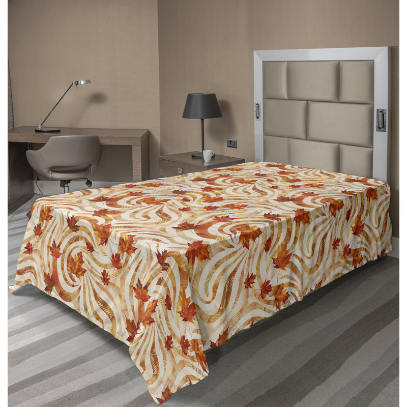 Drap plat moderne de style bohème Ambesonne, Drap plat pour lit simple TG, Gingembre / jaune souci / motif floral beige