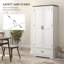 Armoire de rangement de 69 po de hauteur avec garde-manger autoportant Farmhouse, 2 portes, tiroir et tablettes réglables pour la salle à manger, blanc-1499152961
