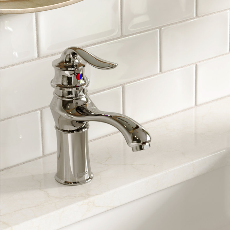 Robinet pour salle de bain à poignée simple à un trou avec bonde escamotable Karran Dartford, Chrome